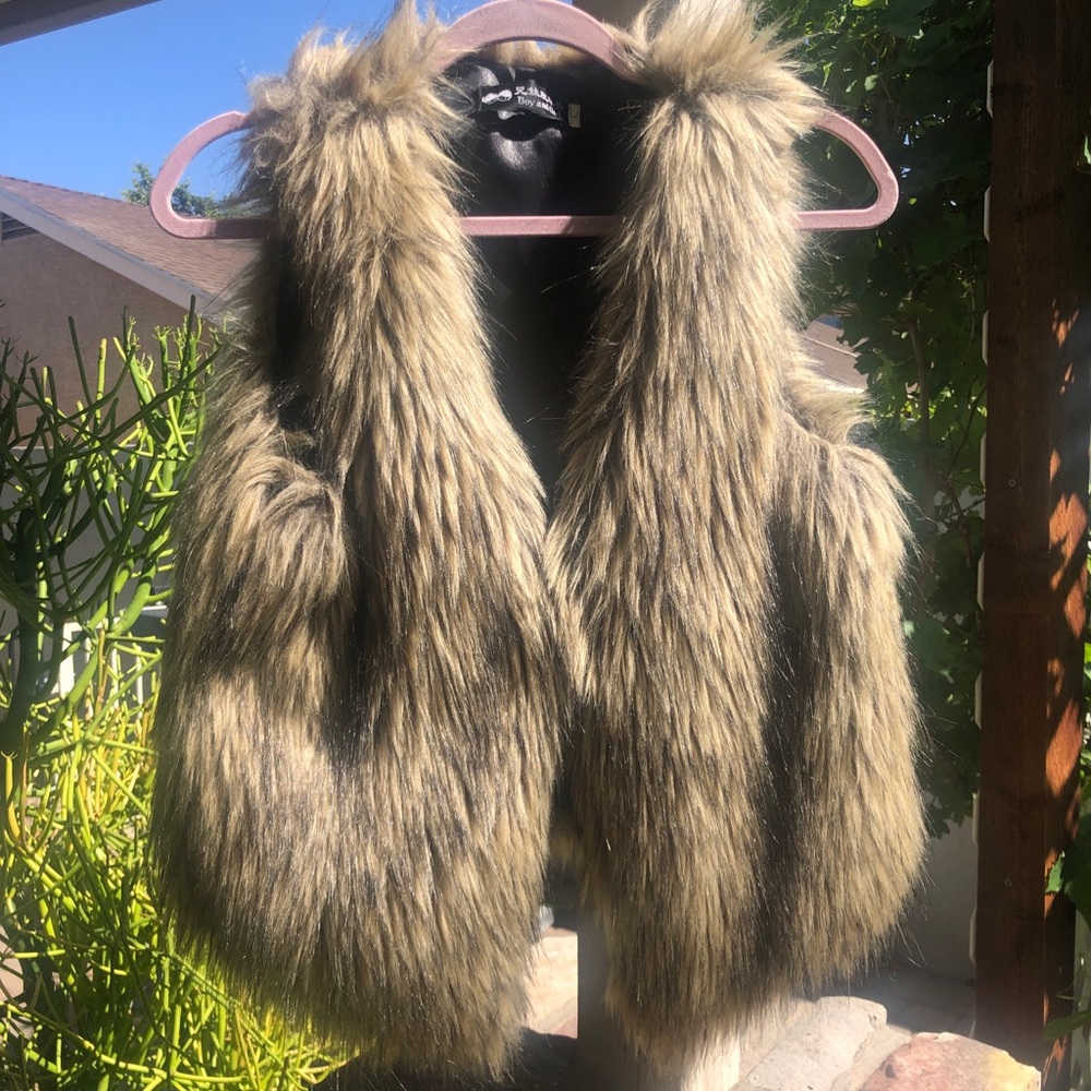 Brown faux fur vest